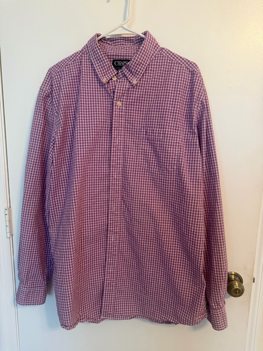 Chaps Men’s Purple Check Long-Sleeve Button-Down Shirt